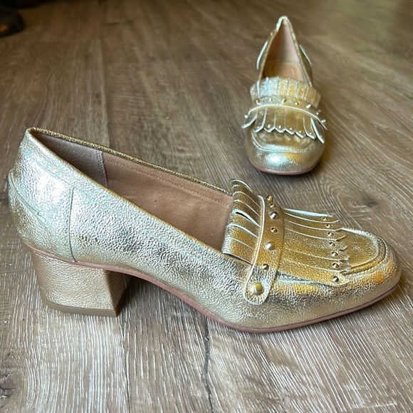 🛍️$3 in a bundle 🛍️🆕Franco Sarto Metallic Block Heels - Picture 2 of 8